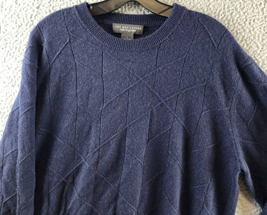The Men's Store at Bloomingdale's Cashmere Novelty Stitch Sweater Men's L Navy