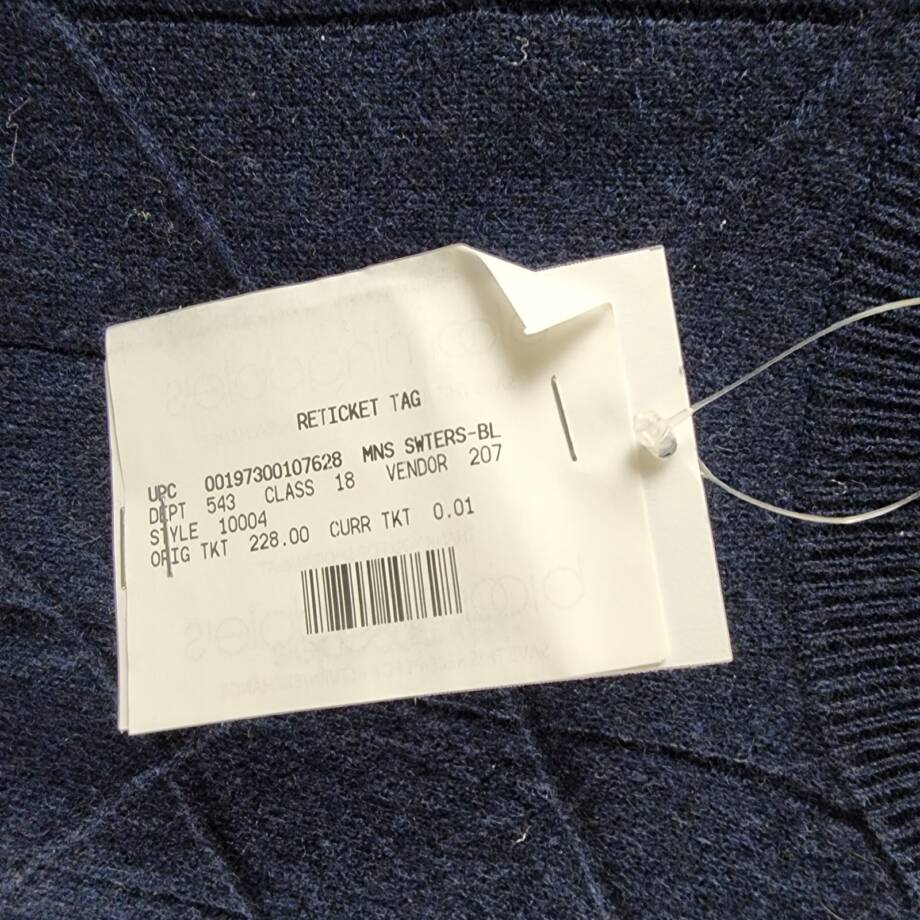The Men's Store at Bloomingdale's Cashmere Novelty Stitch Sweater Men's L Navy