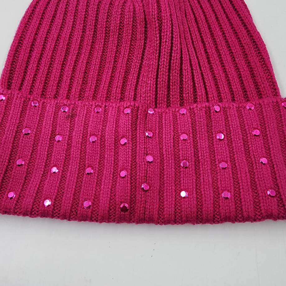Michael Michael Kors Embellished Cuff Beanie Women's One Size Deep Fuchsia