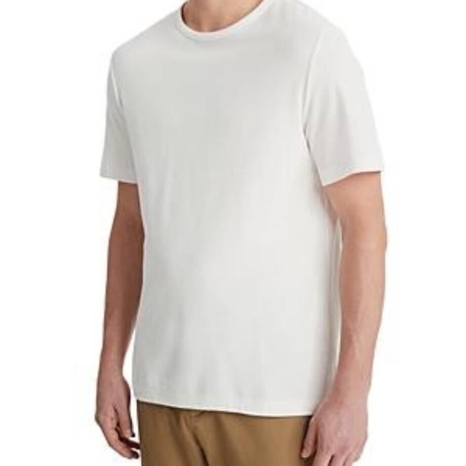 Vince Pima Cotton Pique Tee Men's XL Alabaster Crew Neck Short Sleeve Pullover