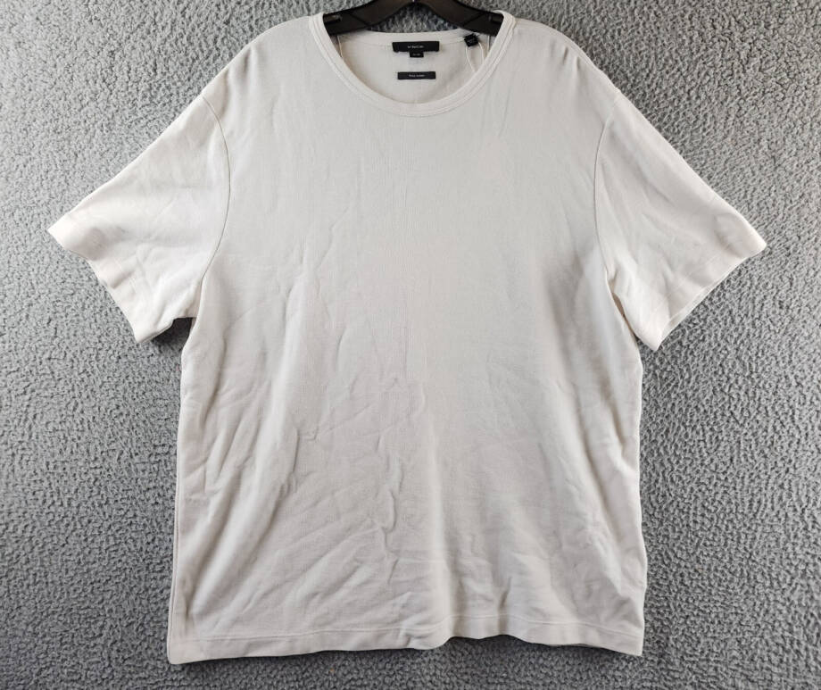 Vince Pima Cotton Pique Tee Men's XL Alabaster Crew Neck Short Sleeve Pullover