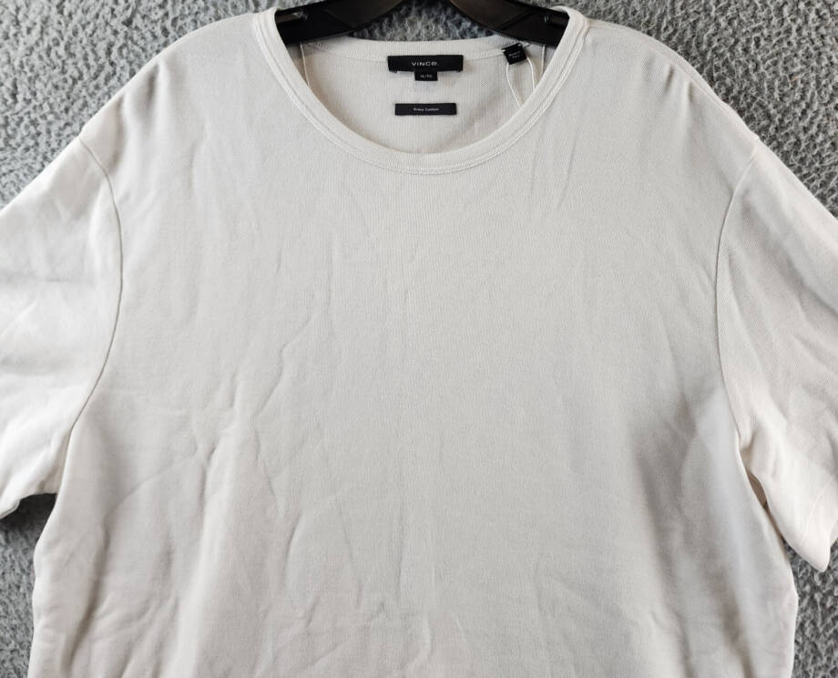 Vince Pima Cotton Pique Tee Men's XL Alabaster Crew Neck Short Sleeve Pullover