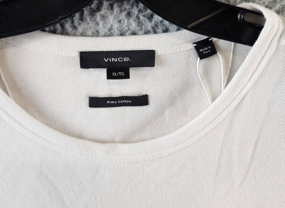 Vince Pima Cotton Pique Tee Men's XL Alabaster Crew Neck Short Sleeve Pullover
