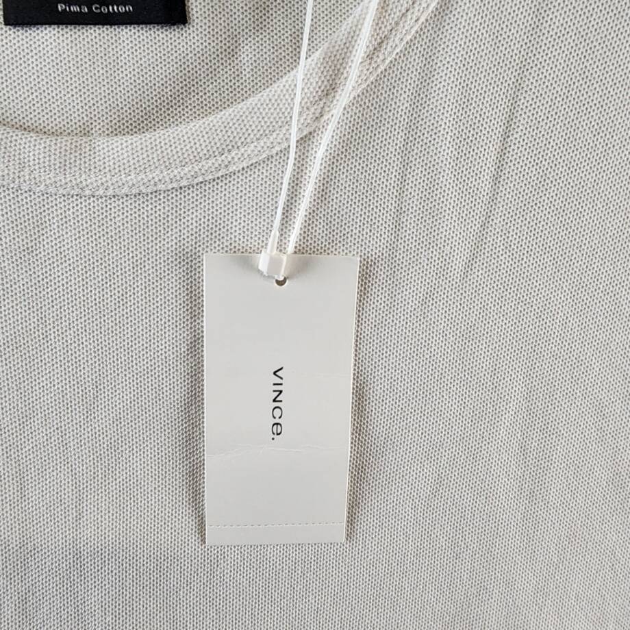 Vince Pima Cotton Pique Tee Men's XL Alabaster Crew Neck Short Sleeve Pullover