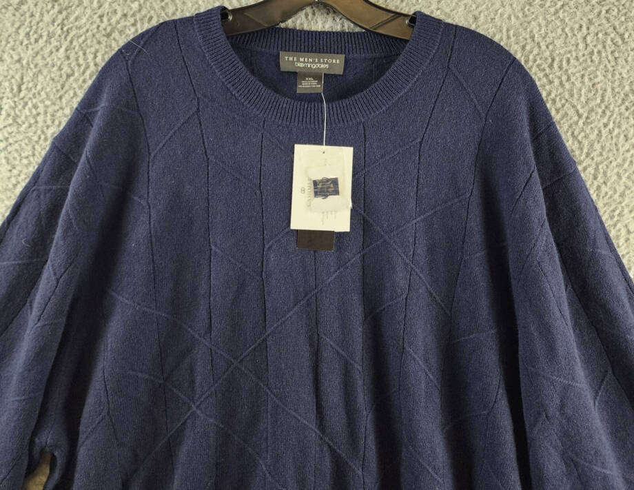 The Men's Store at Bloomingdale's Novelty Stitch Sweater Men's XXL Navy Blue L/S