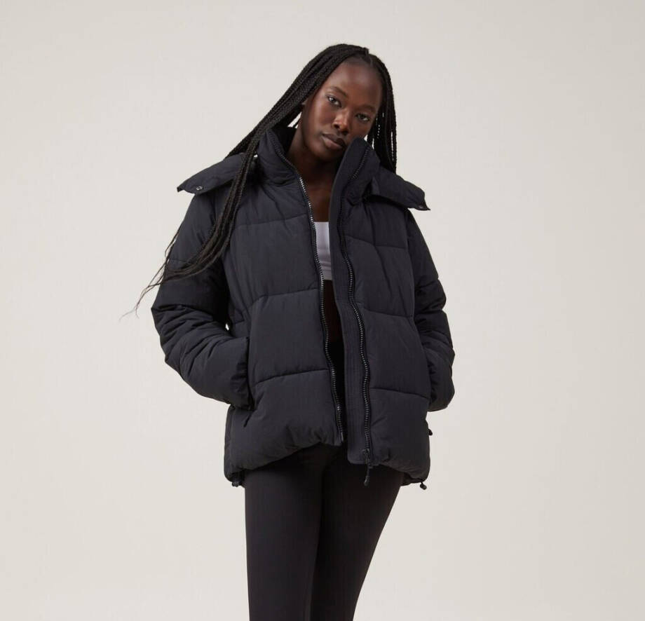 Cotton On Body The Recycled Mother Puffer Jacket Womens S Black Full Zip Closure
