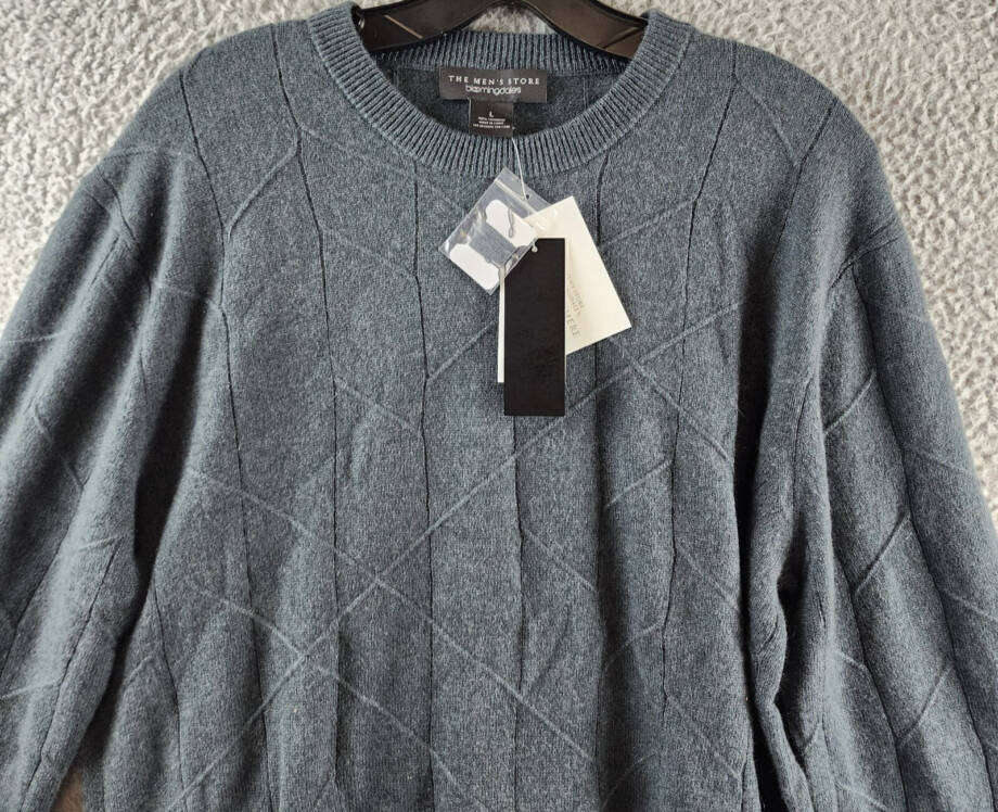 The Men's Store at Bloomingdale's Novelty Stitch Sweater Men's L Slate Green L/S