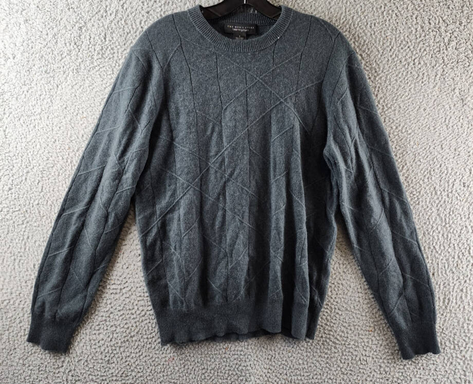 The Men's Store Bloomingdales Cashmere Novelty Stitch Sweater Mens S Slate Green