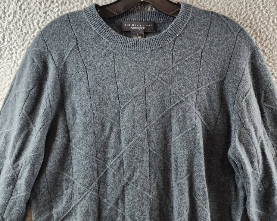 The Men's Store Bloomingdales Cashmere Novelty Stitch Sweater Mens S Slate Green