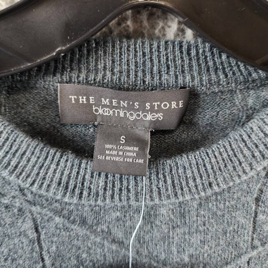 The Men's Store Bloomingdales Cashmere Novelty Stitch Sweater Mens S Slate Green
