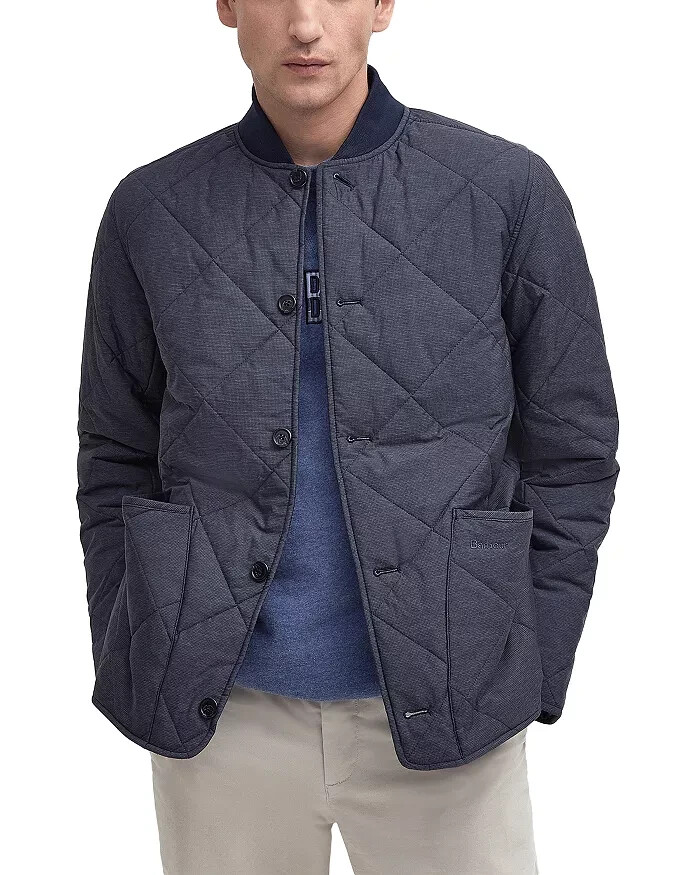 Barbour Tarn Liddesdale Quilted Jacket Men's M Navy Front Pockets Button Closure