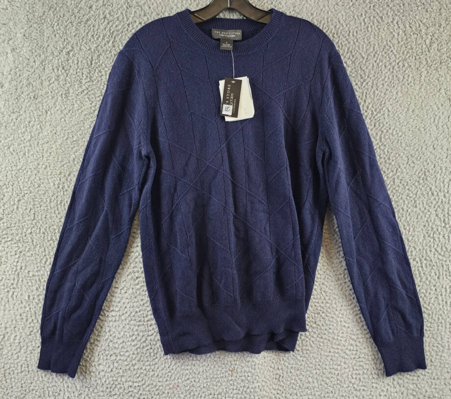 The Men's Store at Bloomingdale's Novelty Stitch Sweater Men's S Navy Blue L/S