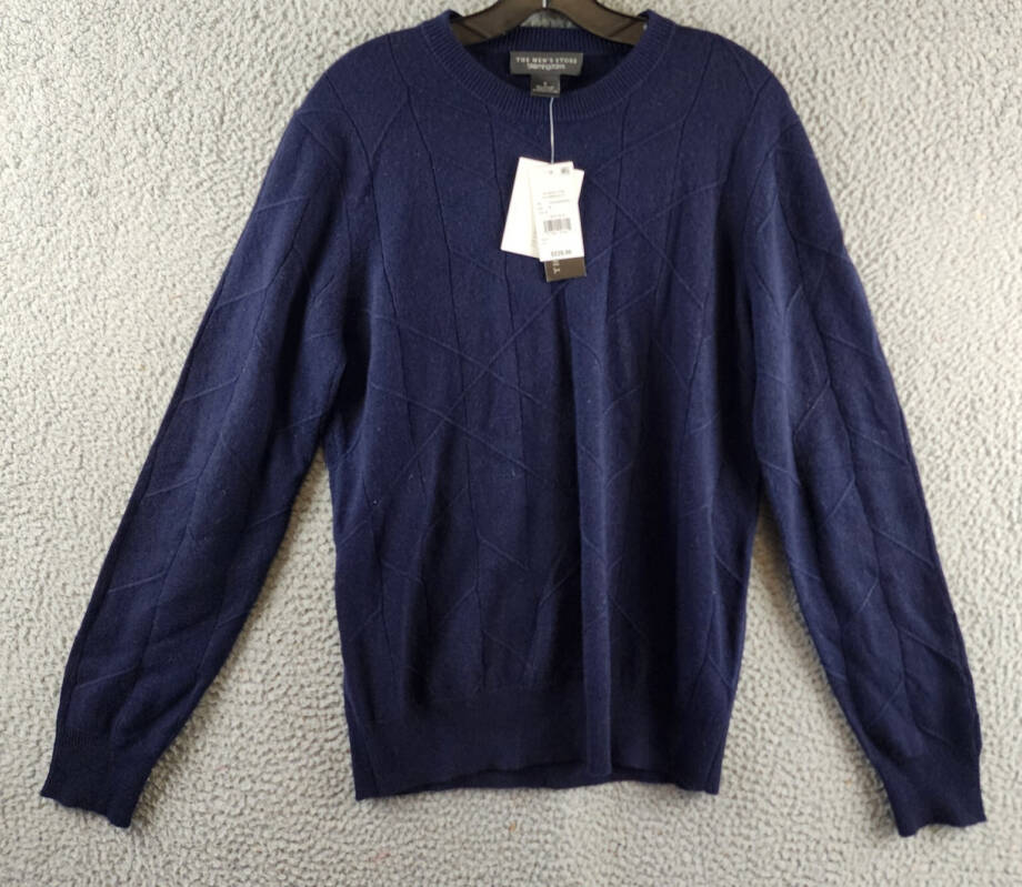 The Men's Store at Bloomingdale's Novelty Stitch Sweater Men's S Navy Blue L/S