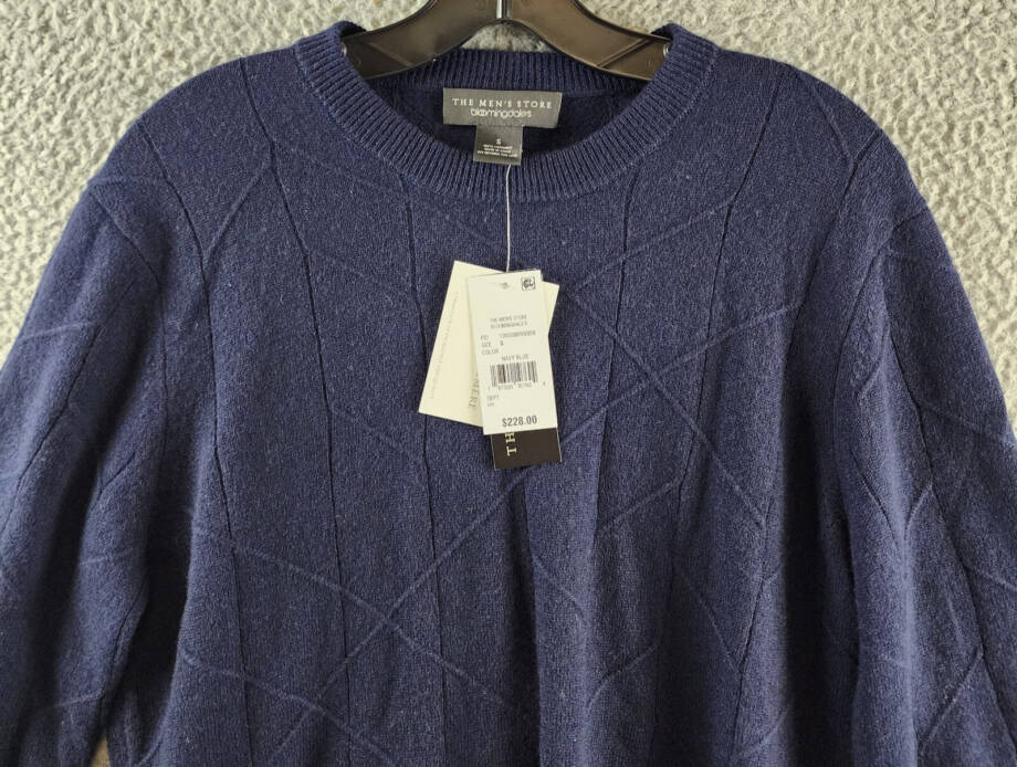 The Men's Store at Bloomingdale's Novelty Stitch Sweater Men's S Navy Blue L/S