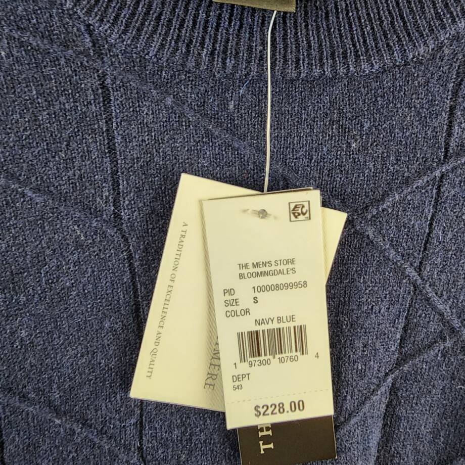 The Men's Store at Bloomingdale's Novelty Stitch Sweater Men's S Navy Blue L/S