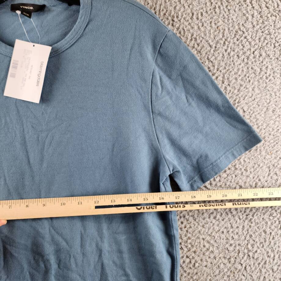 Vince Pima Cotton Pique Tee Men's XS Teal Crewneck Short Sleeves Pullover Style