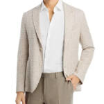 BOSS Houndstooth Jersey Soft Construction Slim Fit Sport Coat Men's 42R Beige