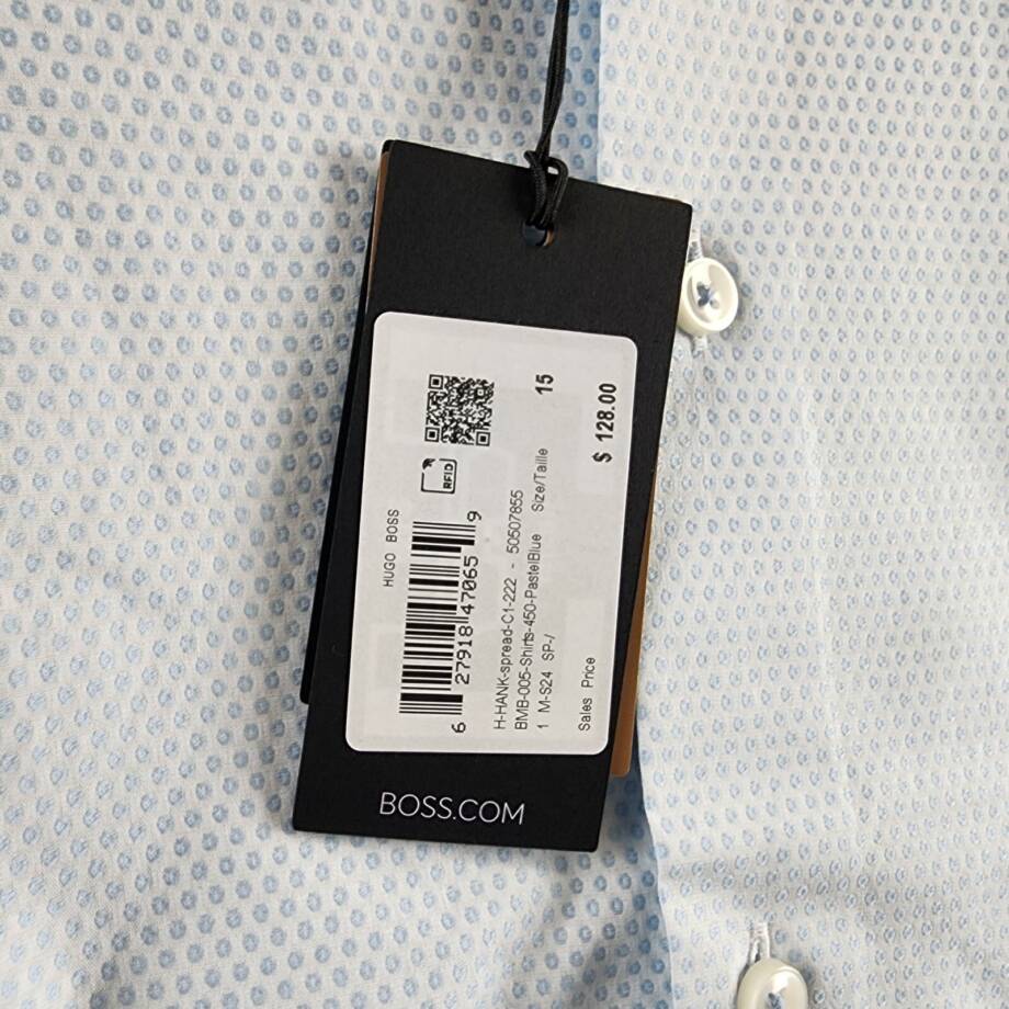 BOSS by Hugo Boss Structured Slim-Fit Dress Shirt Men's 15 Light Paste Blue