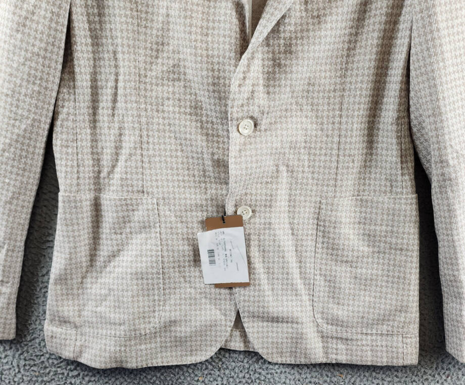 BOSS Houndstooth Jersey Soft Construction Slim Fit Sport Coat Men's 42R Beige