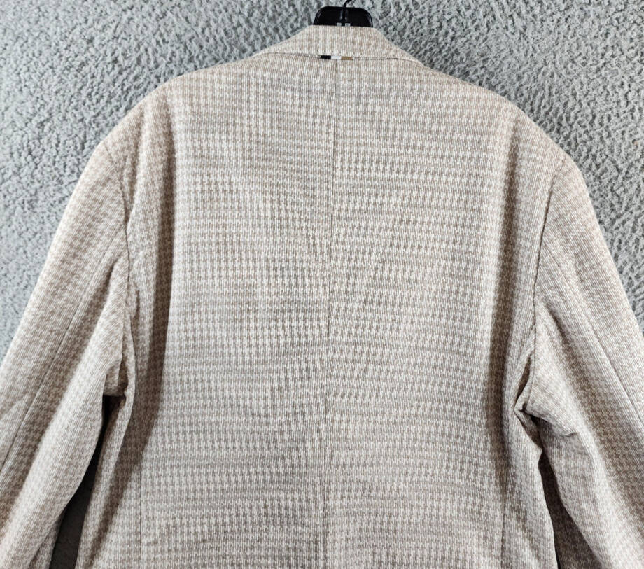 BOSS Houndstooth Jersey Soft Construction Slim Fit Sport Coat Men's 42R Beige