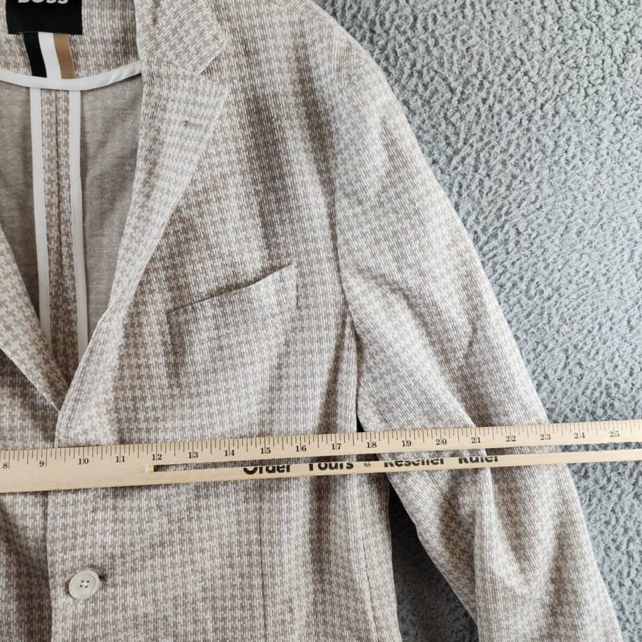 BOSS Houndstooth Jersey Soft Construction Slim Fit Sport Coat Men's 42R Beige