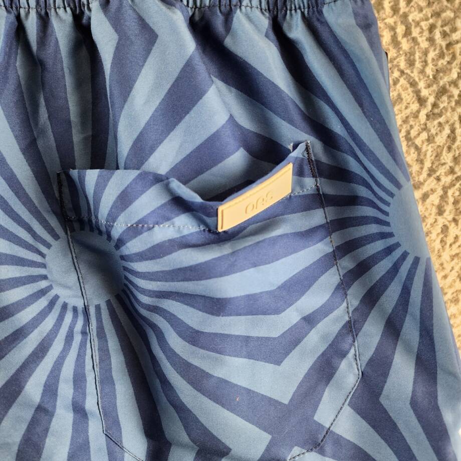 OAS Costal Cortado Drawstring 4.3" Swim Shorts Men's XXL Blue Elastic Waistband