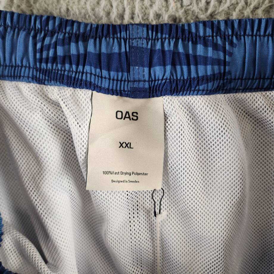 OAS Costal Cortado Drawstring 4.3" Swim Shorts Men's XXL Blue Elastic Waistband