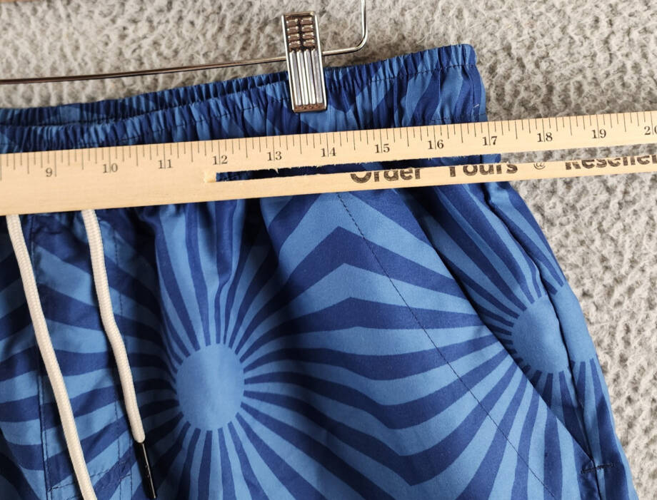 OAS Costal Cortado Drawstring 4.3" Swim Shorts Men's XXL Blue Elastic Waistband