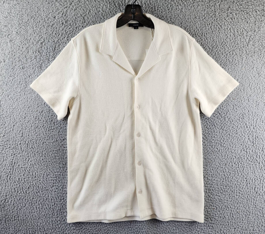 Vince Bouclé Button Down Camp Collar Shirt Men's S Bone Shoulder Yoke At Back