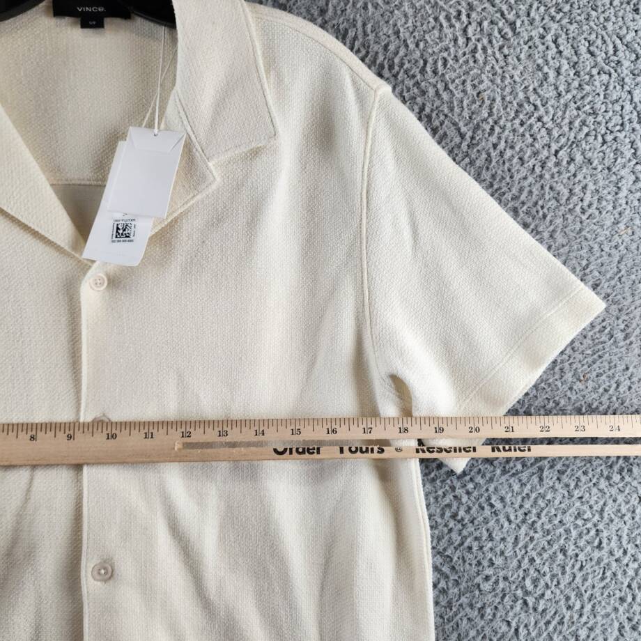 Vince Bouclé Button Down Camp Collar Shirt Men's S Bone Shoulder Yoke At Back