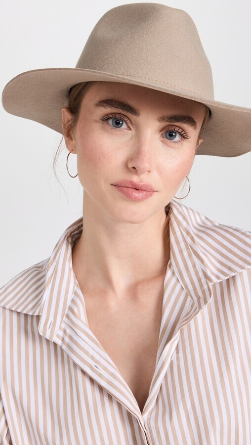 Rag & Bone City Felted Wool Fedora Hat Women's Medium Mink Logo Detail