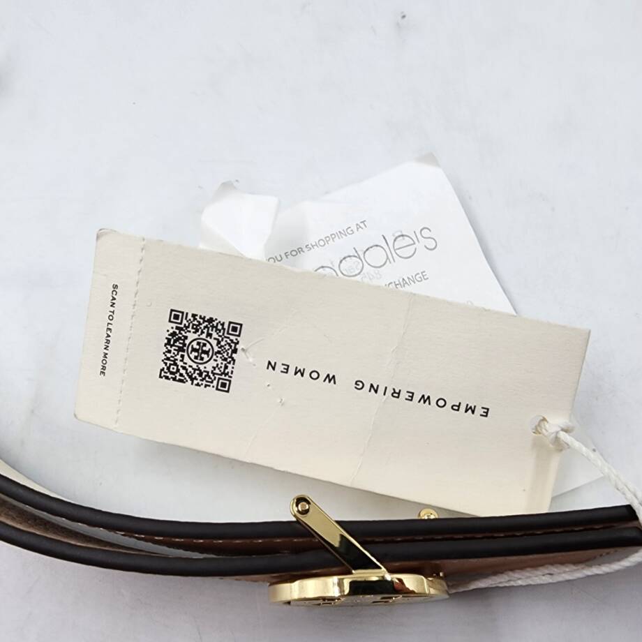 Tory Burch 1" Miller Logo Reversible Belt Women's Large New Ivory Buckle Closure