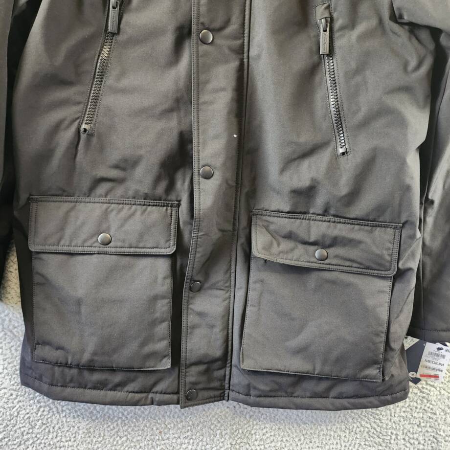Club Room Parka with a Faux Fur-Hood Jacket Men's M Black Snap Closure L/S