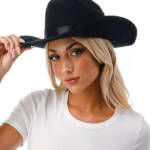 Marcus Adler Wool Short-Brim Cowboy Hat with Satin Trim Women's OS Black