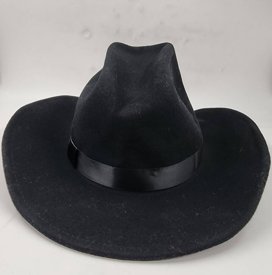 Marcus Adler Wool Short-Brim Cowboy Hat with Satin Trim Women's OS Black