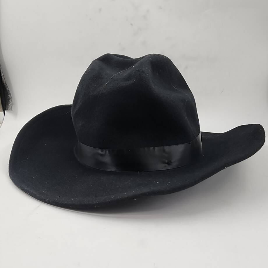 Marcus Adler Wool Short-Brim Cowboy Hat with Satin Trim Women's OS Black