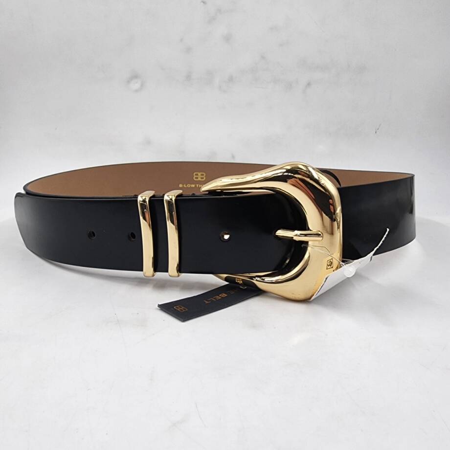 B-low the Belt Coda Mod Leather Belt Women's Large Black/Gold Buckle Closure