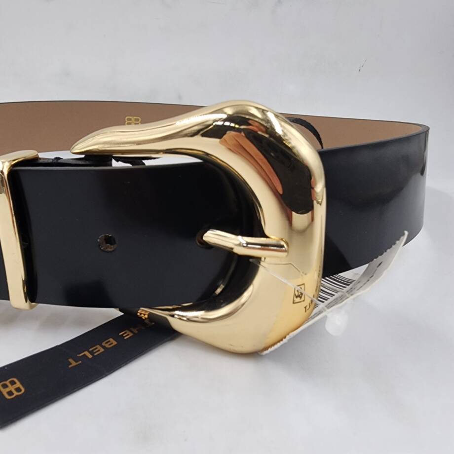B-low the Belt Coda Mod Leather Belt Women's Large Black/Gold Buckle Closure