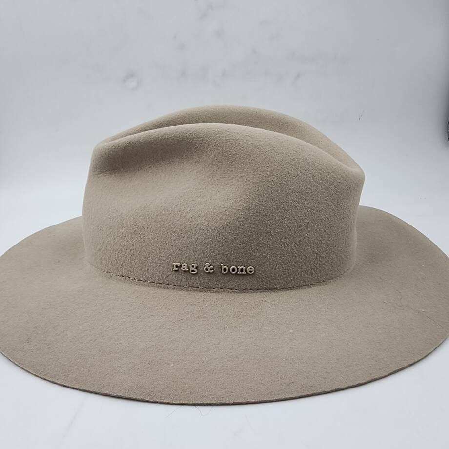 Rag & Bone City Felted Wool Fedora Hat Women's Medium Mink Logo Detail