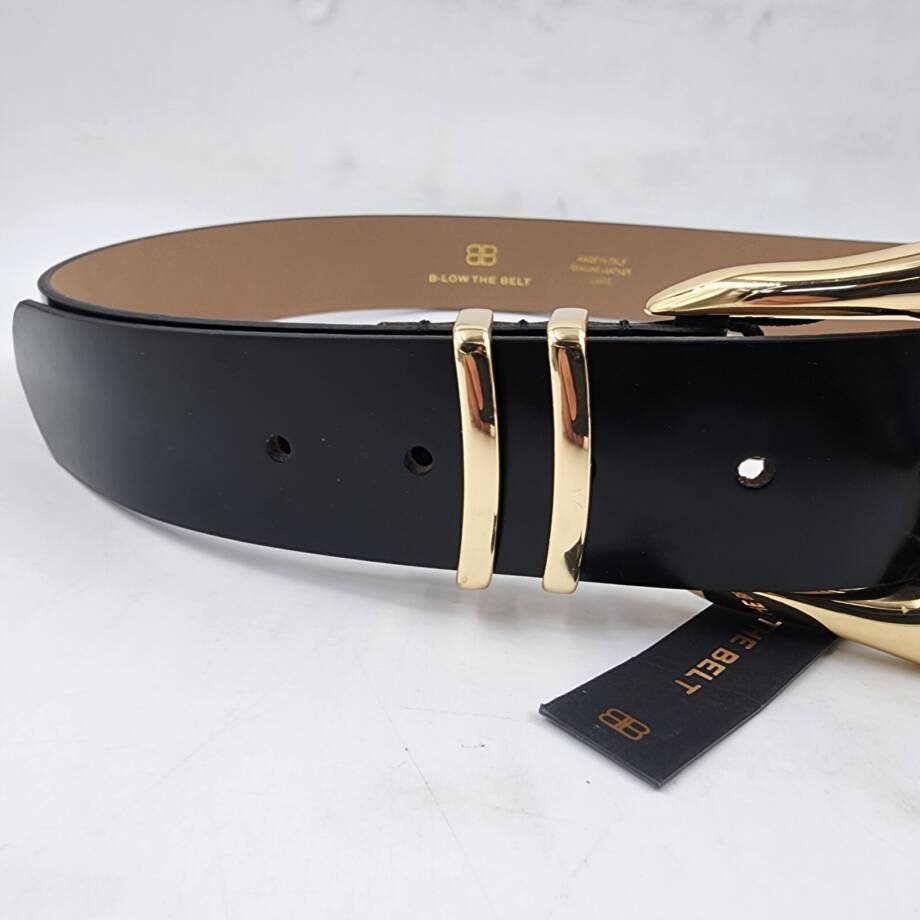 B-low the Belt Coda Mod Leather Belt Women's Large Black/Gold Buckle Closure