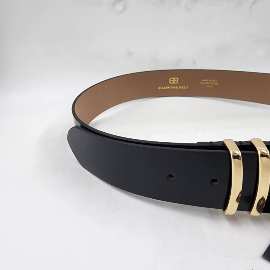 B-low the Belt Coda Mod Leather Belt Women's Large Black/Gold Buckle Closure