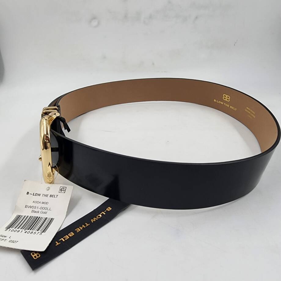 B-low the Belt Coda Mod Leather Belt Women's Large Black/Gold Buckle Closure