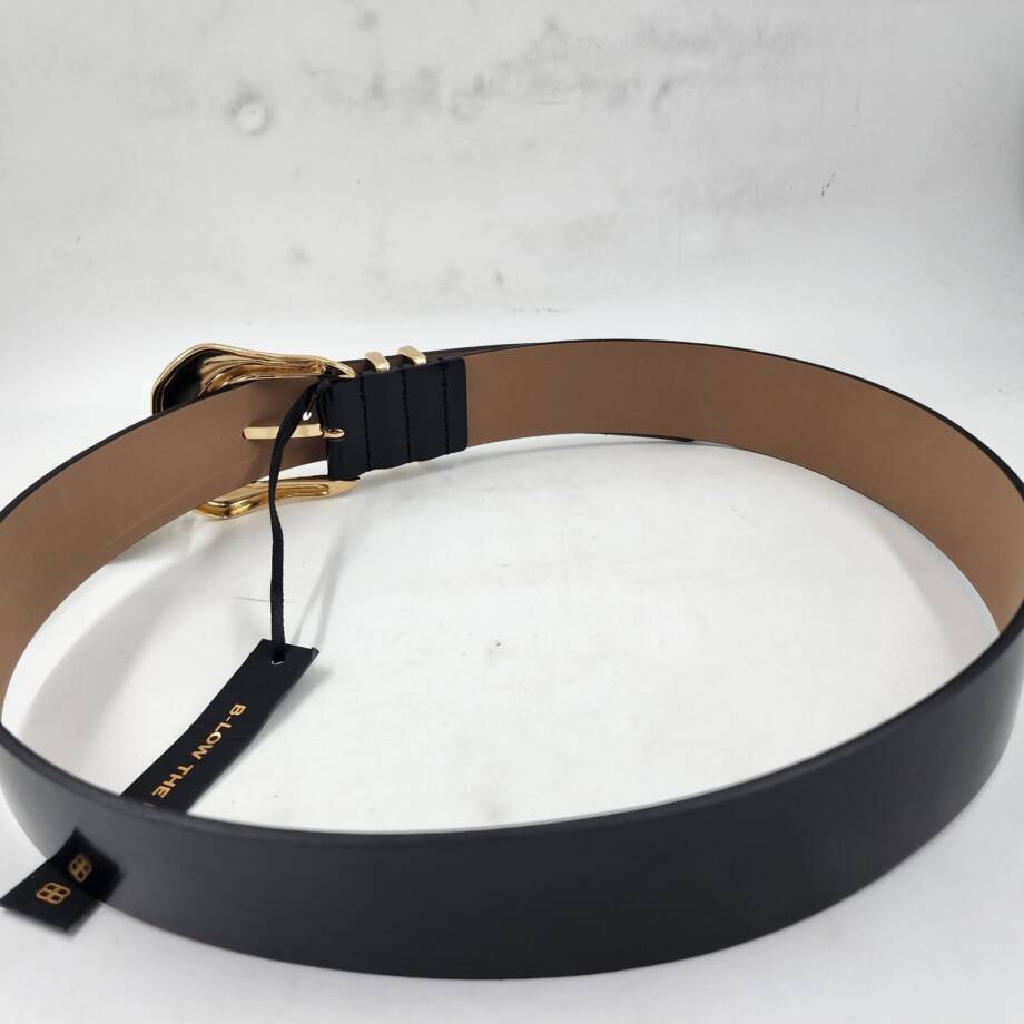 B-low the Belt Coda Mod Leather Belt Women's Large Black/Gold Buckle Closure