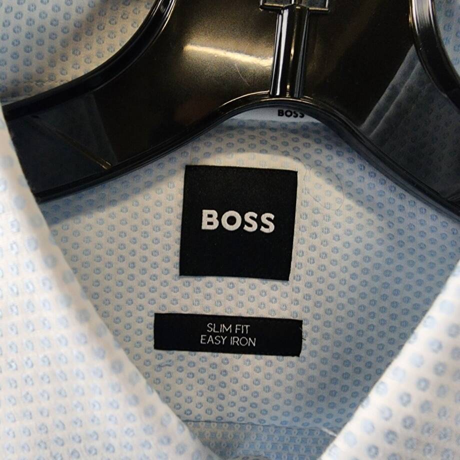 BOSS by Hugo Boss Structured Slim-Fit Dress Shirt Men's 15 Light Paste Blue