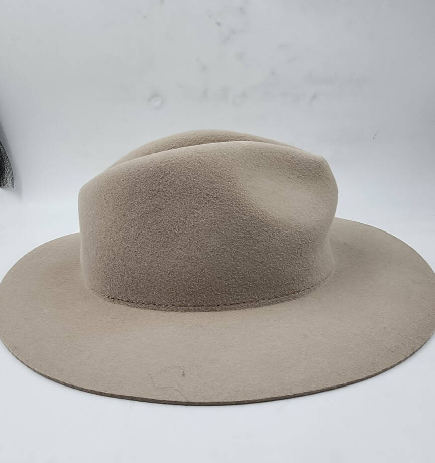 Rag & Bone City Felted Wool Fedora Hat Women's Medium Mink Logo Detail