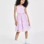 Speechless Sleeveless Floral Jacquard Dress Big Girls' 12 Lilac Button Zip Back
