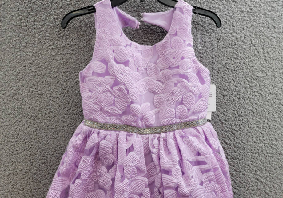 Speechless Sleeveless Floral Jacquard Dress Big Girls' 12 Lilac Button Zip Back