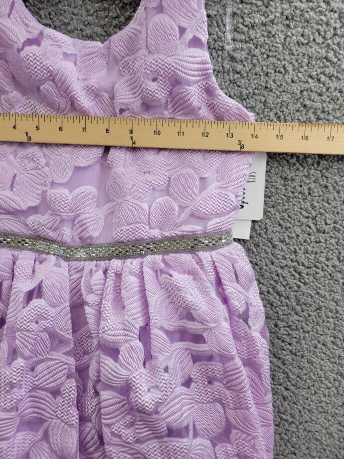 Speechless Sleeveless Floral Jacquard Dress Big Girls' 12 Lilac Button Zip Back