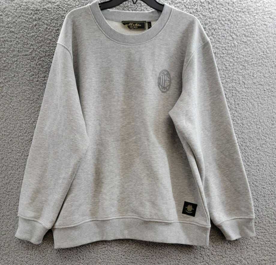 A.C Milan Logo Sweatshirt Mens XXL Gray Heather Embroidered Long Sleeve Pullover