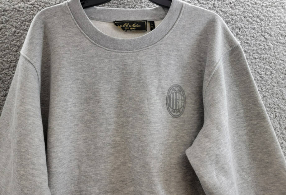 A.C Milan Logo Sweatshirt Mens XXL Gray Heather Embroidered Long Sleeve Pullover